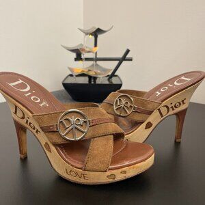 Dior "Peace & Love" Logo Mule Heels - 2000s Rare Vintage Find!!  EU 38